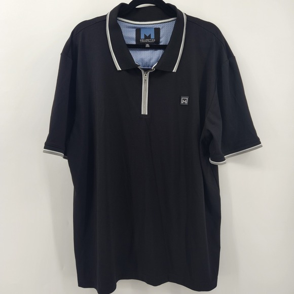 Collection by Michael Strahan XXL Black Polo Shirt Zip Neckline Short Sleeve - Picture 1 of 6